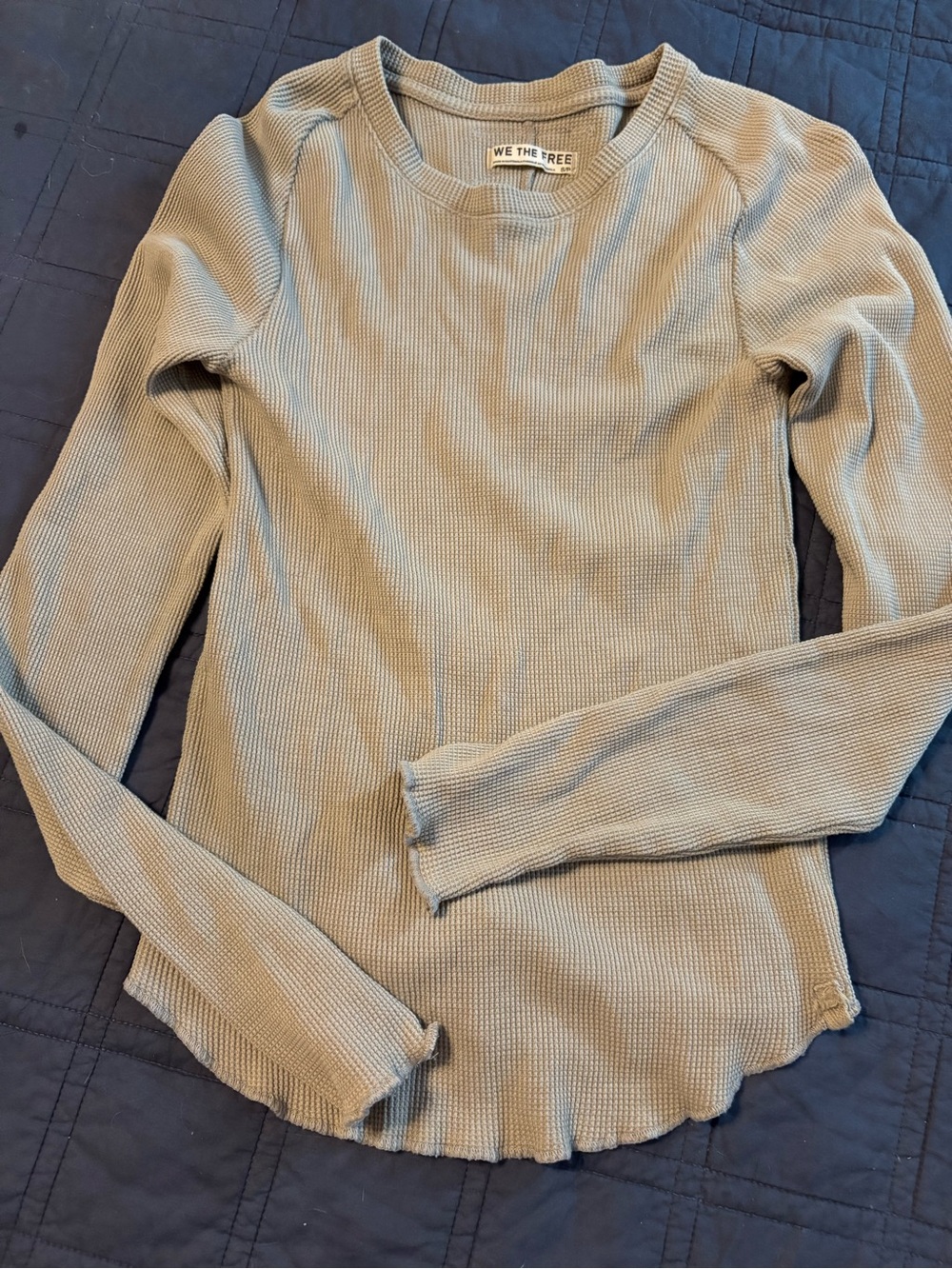 We The Free taupe Waffle Long-Sleeve Top small new without tags